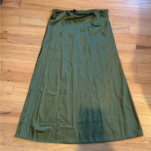 J. Crew Olive A-Line Satin Skirt